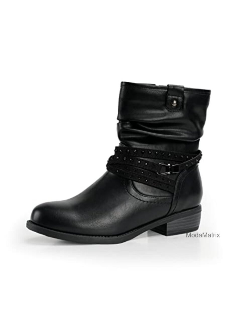Women's Mid Calf Boot Faux Suede Slouchy Bootie With Side Zipper